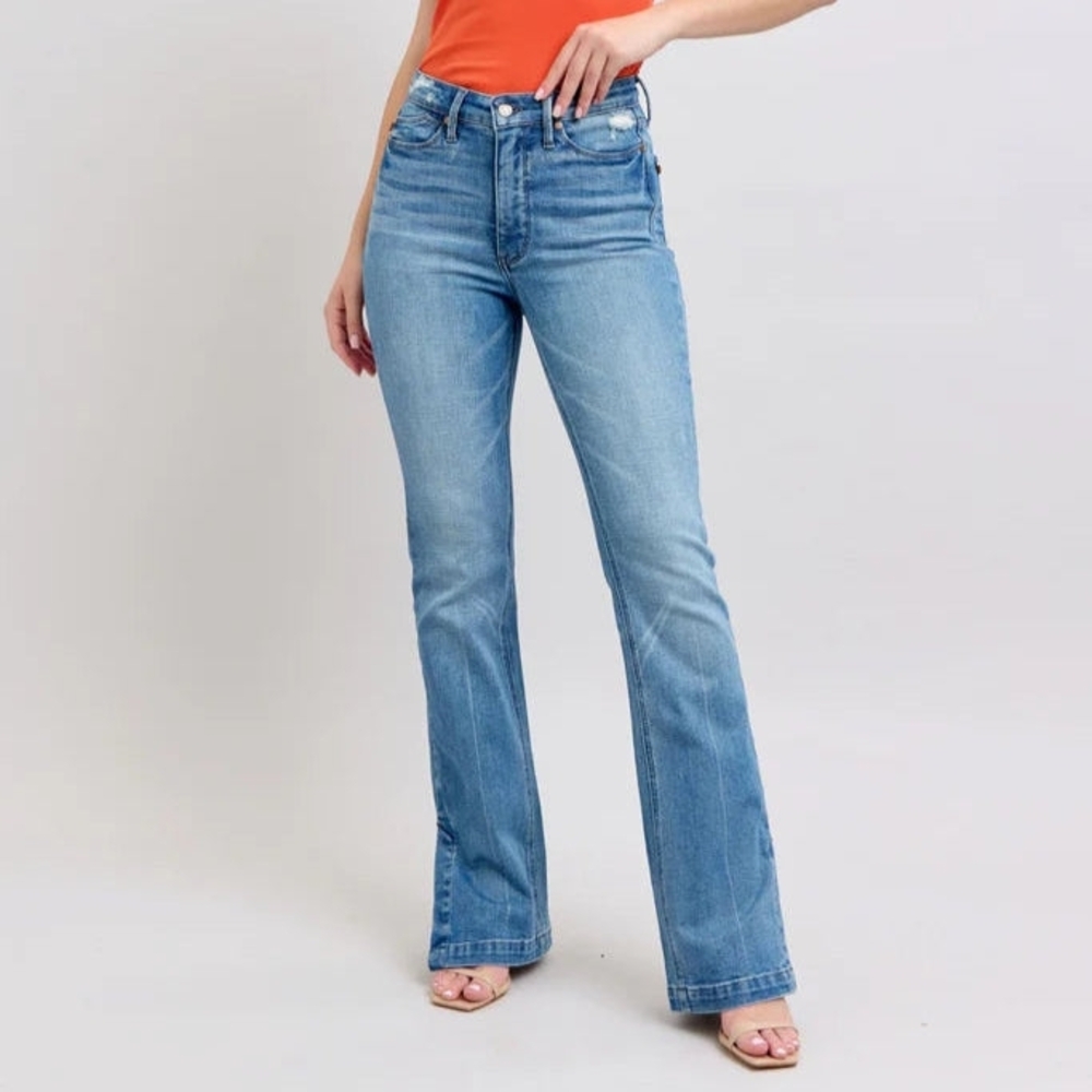 Judy Blue Light Blue Slit Bootcut Jeans - Women